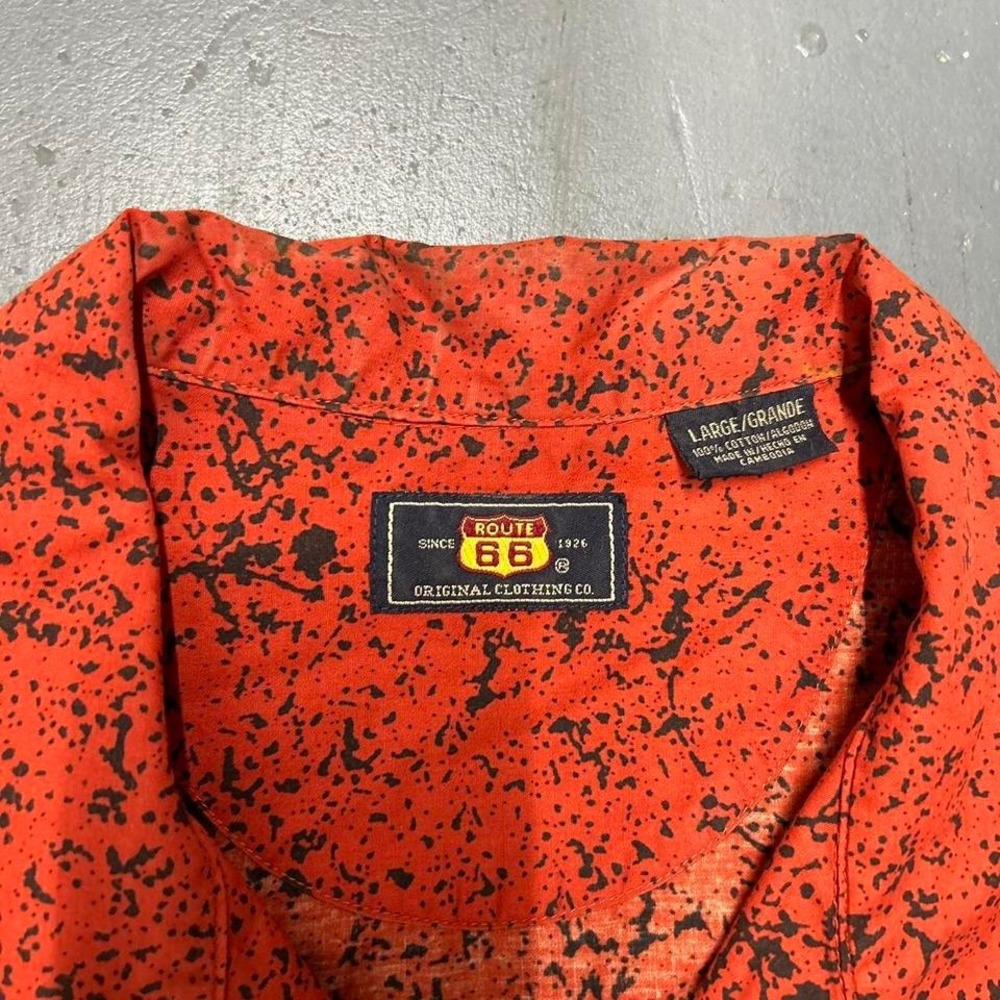 Vintage Y2K red/burnt orange skater surf style button up Hawaiian shirt - Picture 3 of 4